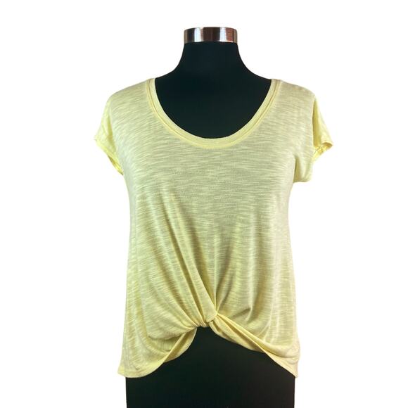 Anthropologie Pure + Good Yellow Twist Knot Front Sz Medium Closet Staple Summer - Picture 1 of 6